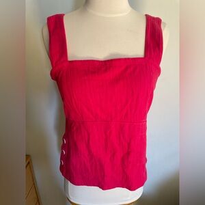 Anthropologie Maeve pink woven button detail tank top size small
